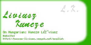 liviusz kuncze business card